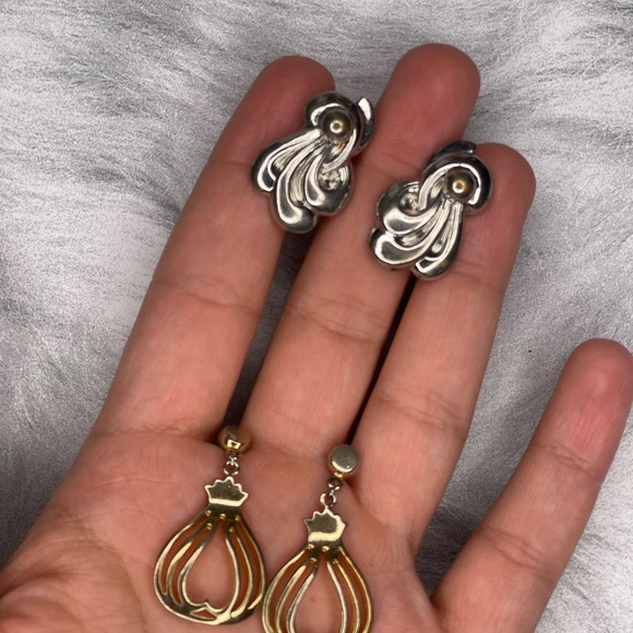 Vintage Silver and Gold Earrings Set - Picture 2 of 3
